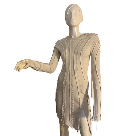 VINTAGE Asymmetric Long Sleeve Mini Dress - Picture 2 of 11